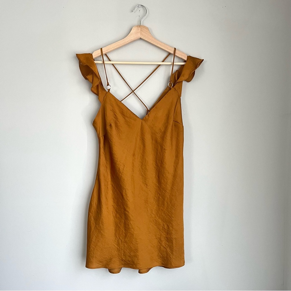 Free People Intimatly What I Want Gold Mini Dress Size Small